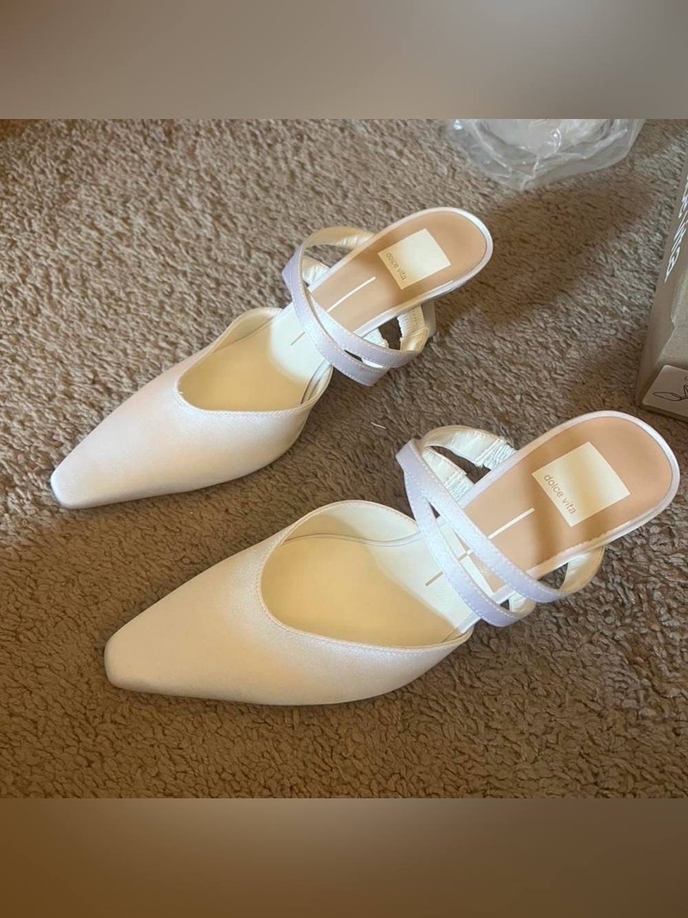 Dolce Vita Women's Satin White Kitten Heels